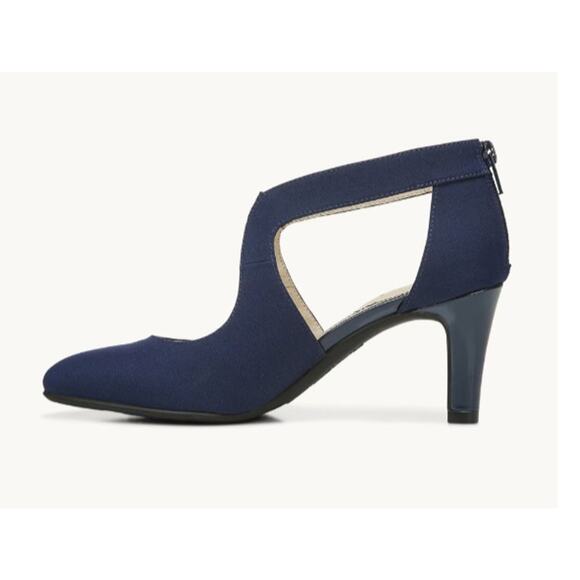 Lifestride Giovanna 2 Pump Heel Sandals Navy Blue 8.5 Wide EUC - Picture 5 of 13